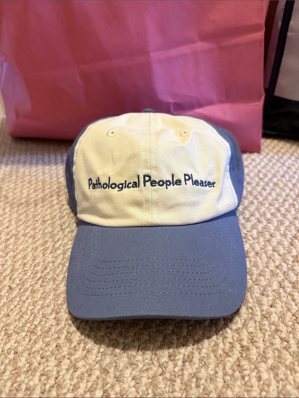 Taylor SwiftTwo-Tone Blue and Cream Baseball Cap - "Pathological People Pleaser"